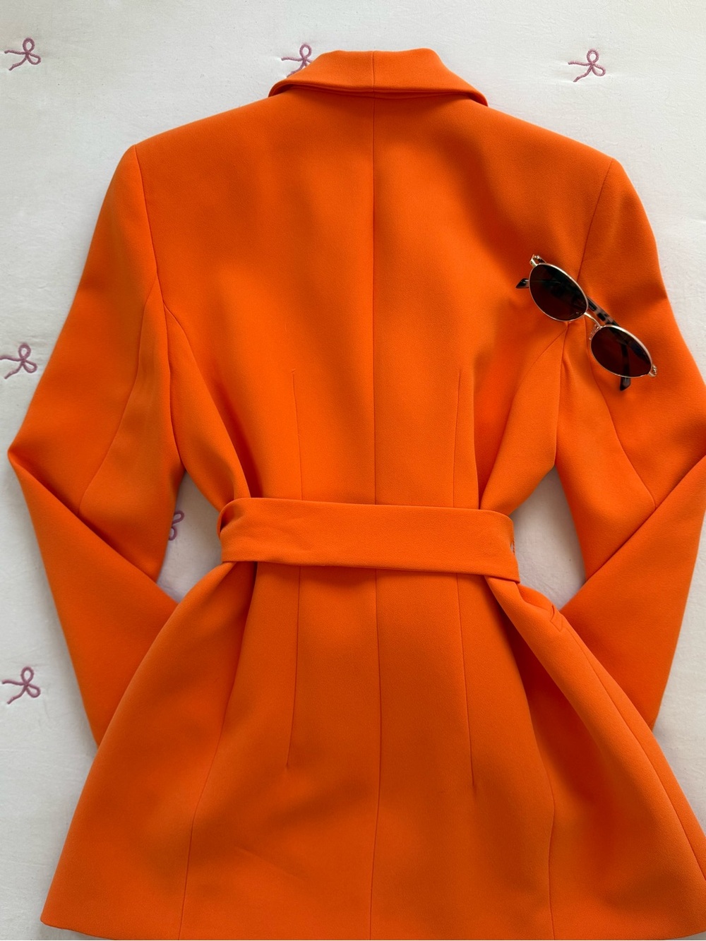 ZARA Orange Shawl Collar Belted Blazer - Picture 5 of 5